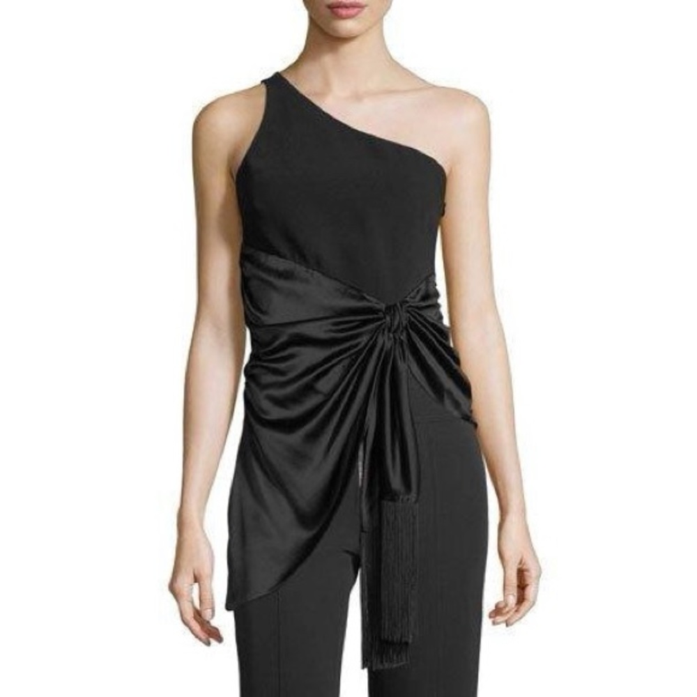 Cinq a Sept Theoline One-shoulder Satin Top sizexs